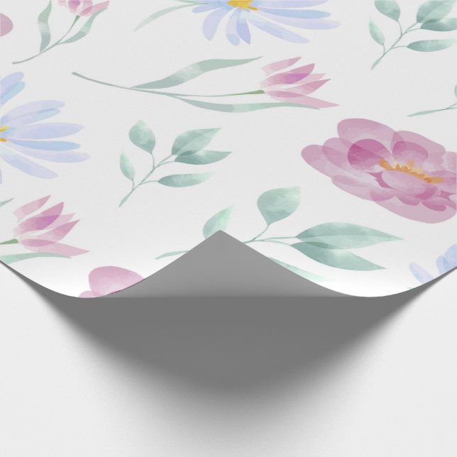 Papier Cadeau Aquarelle douce Florale (Coin)