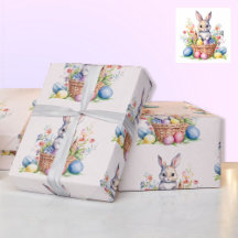 Aquarelle douce Pâques Panier Oeufs de lapin Cadea