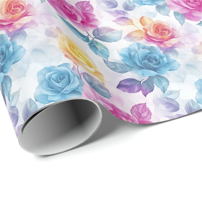 Papier Cadeau Aquarelle Dreamy Rose Wrapper Paper Roll (Coin rond)