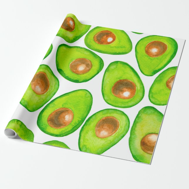 Papier Cadeau Aquarelle en tranches d'Avocado (Déroulé)