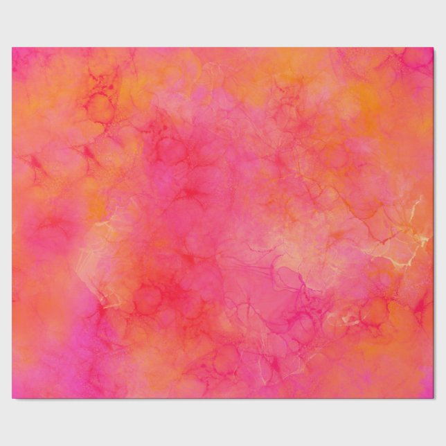 Papier Cadeau Aquarelle encre Abstraite Art rose orange (Couture)