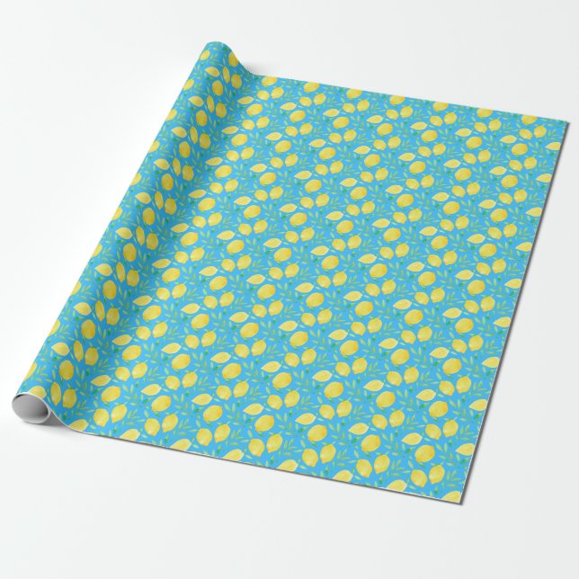 Papier Cadeau Aquarelle Esquisse Citrons Conception transparente (Déroulé)