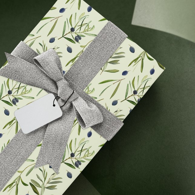 Papier Cadeau Aquarelle esthétique Branches en olive Feuille (Créateur téléchargé)