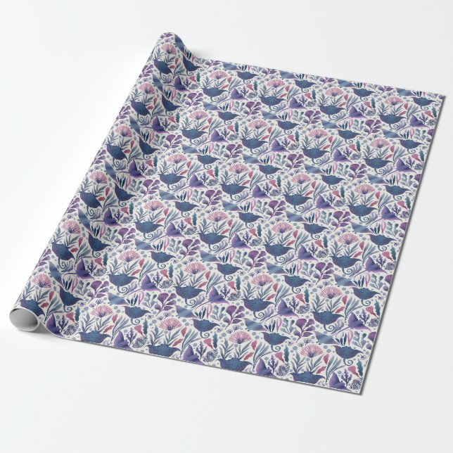 Papier Cadeau aquarelle et algues (Déroulé)