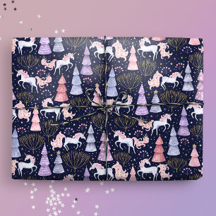 Papier Cadeau Aquarelle Festive Noël licorne