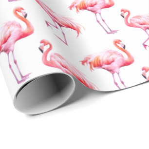 Papier Cadeau Aquarelle Flamant rose rose tropicale