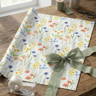 Papier Cadeau Aquarelle Fleur Sauvage 