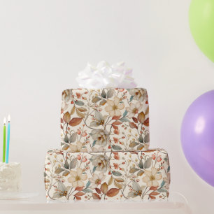 Papier Cadeau Aquarelle Fleur sauvage Cottagecore Motif Vintage
