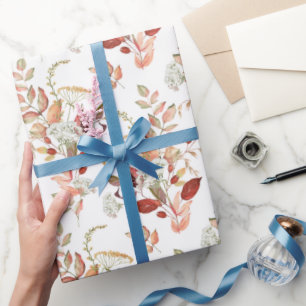 Papier Cadeau Aquarelle Fleur Sauvage d'Automne