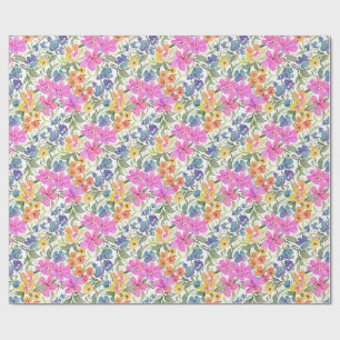 Papier Cadeau Aquarelle Fleur Sauvage Florale - Rose Violet Past