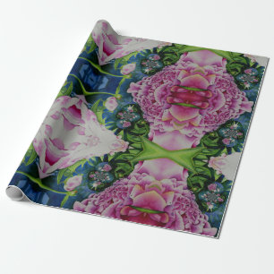 Papier Cadeau aquarelle fleurie Abstraite, boho retro