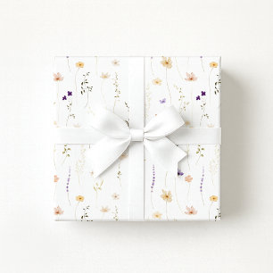 Papier Cadeau Aquarelle fleurs sauvages, fleurs de prairie