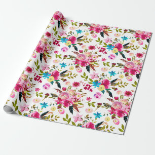 Papier Cadeau Aquarelle Floral Boho Chic