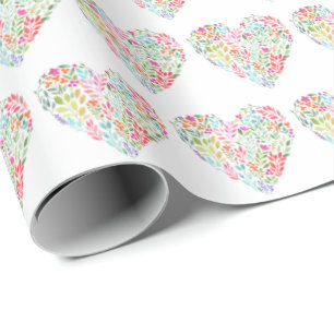 Papier Cadeau Aquarelle Floral Heart