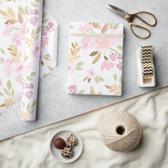 Papier Cadeau Aquarelle Florale  (Artisanat)