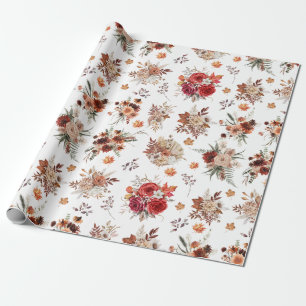 Papier Cadeau aquarelle florale automne motif