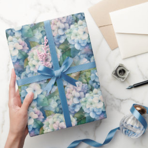 Papier Cadeau Aquarelle florale Blue Hydrangea