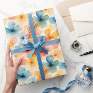 Papier Cadeau Aquarelle Florale modèle cadeau Fleurs vives