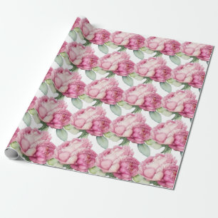 Papier Cadeau Aquarelle florale rose pis rose roses roses