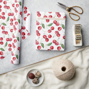 Papier Cadeau Aquarelle Fruit rouge cerise