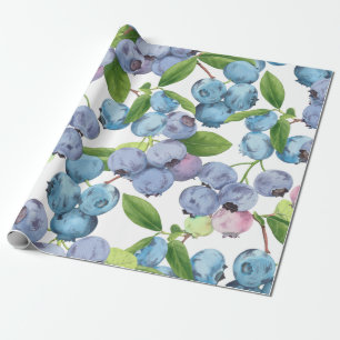 Papier Cadeau Aquarelle Grandes Fruits bleuets