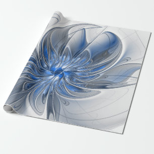 Papier Cadeau Aquarelle gris bleu Abstrait Fractal Art Flower