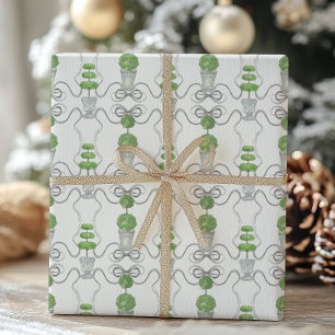 Papier Cadeau Aquarelle Gris vaches et vert Topio