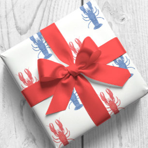 Papier Cadeau Aquarelle Homards rouges et bleus