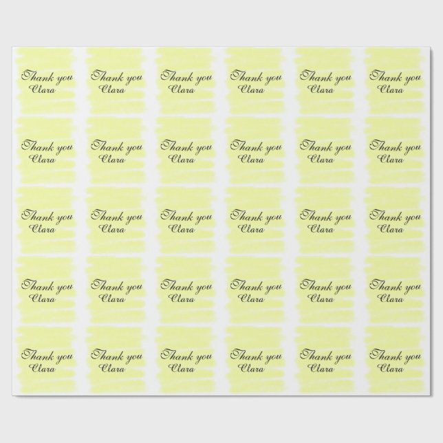 Papier Cadeau Aquarelle jaune merci pastel ajouter nom rétro  (Plat)