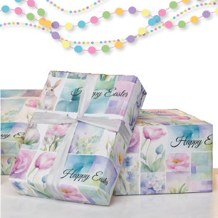 Papier Cadeau Aquarelle Lapin Pâques Ajouter un nom mignon