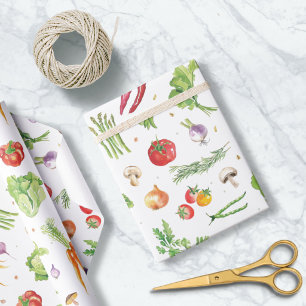 Papier Cadeau Aquarelle Légumes Frais Colorés