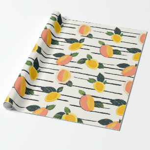 Papier Cadeau Aquarelle Mango Motif avec Feuilles verts (2)