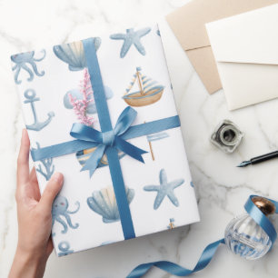 Papier Cadeau Aquarelle marine