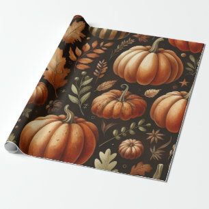 Papier Cadeau Aquarelle mignonne citrouille automne et automne T