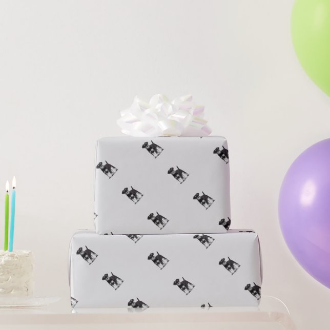 Papier Cadeau Aquarelle Miniature Schnauzer Chien Animal animal  (Cadeaux de fête)