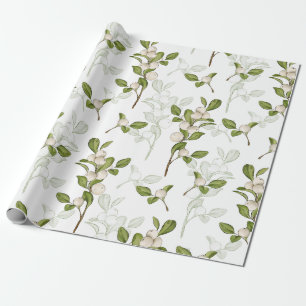 Papier Cadeau Aquarelle Mistletoe Plante d'hiver Motif transpare