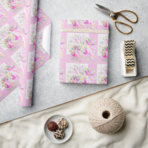 Papier Cadeau Aquarelle Moderne Bohème Fleur Violet Élégant