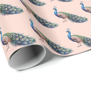 Papier Cadeau Aquarelle moderne tendance Peacock Motif