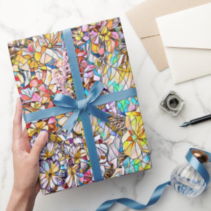 Papier Cadeau Aquarelle Mosaïque Fleurs florales