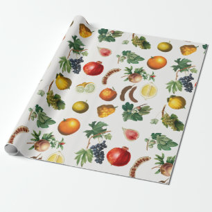 Papier Cadeau Aquarelle Motif de fruits méditerranéen