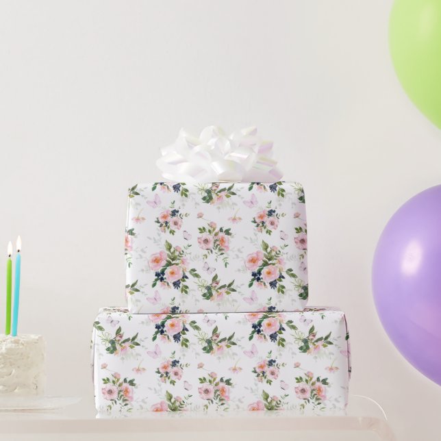 Papier Cadeau Aquarelle Motif floral (Cadeaux de fête)