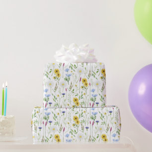 Papier Cadeau Aquarelle Motif floral de prairie sauvage
