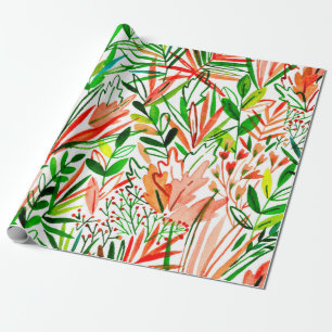 Papier Cadeau Aquarelle motif sans couture avec feuilles exotiqu