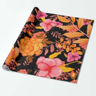 Papier Cadeau Aquarelle motif sans couture avec fleurs. Vintage