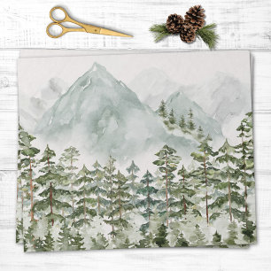 Papier Cadeau Aquarelle naturelle de la forêt et de la montagne