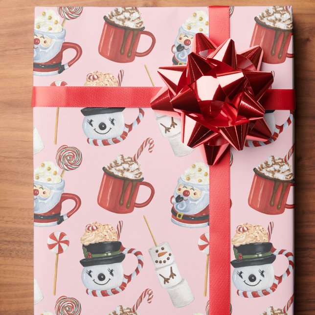 Papier Cadeau Aquarelle Noël Chocolat de cacao chaud (Créateur téléchargé)