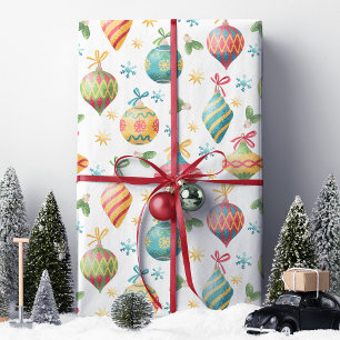 Papier Cadeau Aquarelle Noël Ornement Motif de vacances