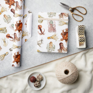 Papier Cadeau Aquarelle Octopus Cephalopod Océan Animaux