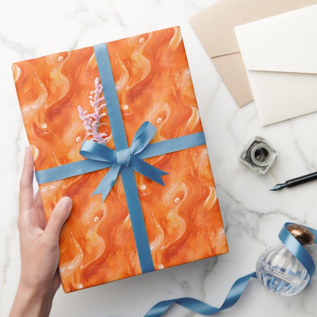 Papier Cadeau Aquarelle orange Abstraite (Cadeaux)