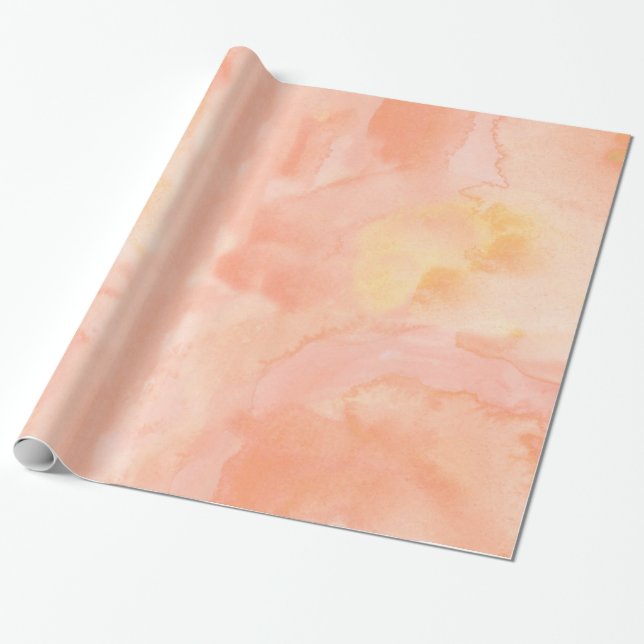 Papier Cadeau Aquarelle orange-clair de pêche (Déroulé)